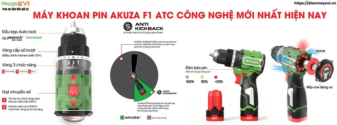 Máy khoan pin Akuza F1 ATC Công cụ hoàn hảo cho mọi nhiệm vụ