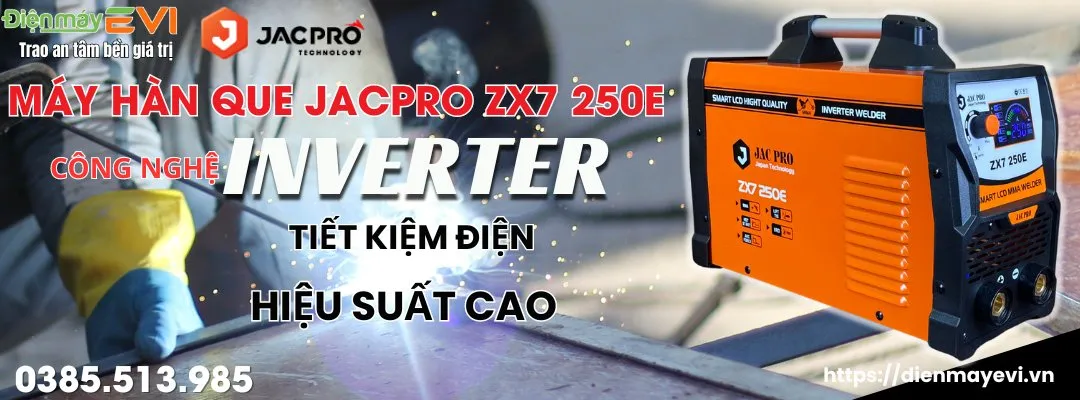Máy hàn que Jacpro ZX7 250E Tích hợp công nghệ Nhật Bản màn hình LCD hiển thị dòng hàn chuẩn 100%