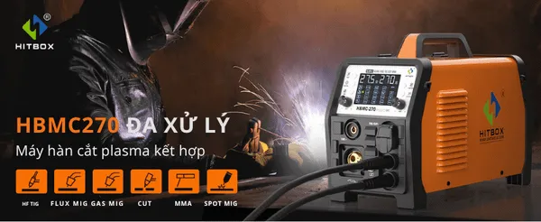 Máy hàn mig Hitbox HBMC-270 khả năng cắt sạch kim loại đến 5mm và tối đa 15mm.