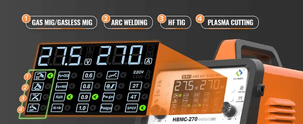 Máy hàn mig Hitbox HBMC-270 khả năng cắt sạch kim loại đến 5mm và tối đa 15mm.