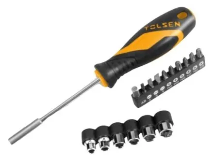 Bộ tua vít đổi đầu 17 chi tiết TOLSEN 20045 Sản phẩm được chế tạo từ hợp kim thép chất lượng cao, đảm bảo sự bền bỉ