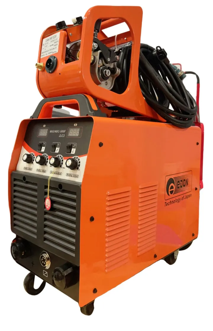 Máy hàn mig Edon MIG NBC 500F Trang bị ba chức năng hàn, hàn que, hàn Mig/Mag, hàn 2T/4T. Hàn thép, Inox, nhôm