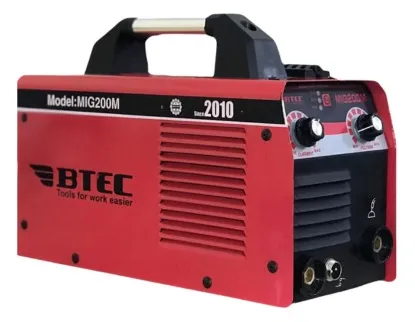 Máy hàn mig Btec MIG200M Sử dụng được que hàn có đường kính 2.6mm - 3.2mm. Trọng lượng máy hàn điện tử chỉ nặng 7kg