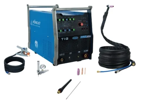 Máy hàn TIG Hồng Ký TIG 300XPro sử dụng kim TIG từ 1.6 - 3.2mm, hỗ trợ hàn que 2.6 - 5.0mm