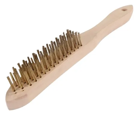 Bàn chải sắt sợi đồng thau tay cầm gỗ 4*15 hàng Kendo-31504