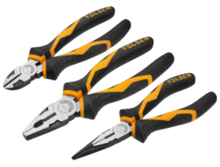 Bộ kìm răng công nghiệp Tolsen 10410  Bộ sản phầm bao gồm kìm cắt với kích thước 7″, kìm mũi nhọn với kích thước 6″, kìm điện với kích thước 6″.