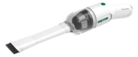 Máy hút bụi cầm tay pin Dekton DV1 Công suất 50W, cho khả năng hút bụi mạnh mẽ và nhanh chóng, cho thời gian sử dụng liên tục khoảng 30 phút.