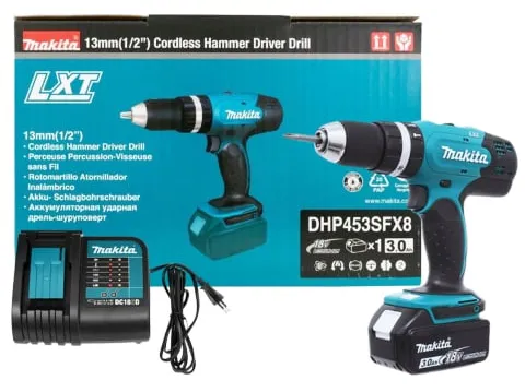 Máy khoan pin cầm tay Makita DHP453SFX8 khả năng khoan và đóng vít trên nhiều loại vật liệu