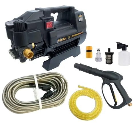 Máy rửa xe áp lực cao Osaka S5 Có chỉnh áp, công suất 2400W. Dây xịt dài 7m đầy đủ phụ kiện.