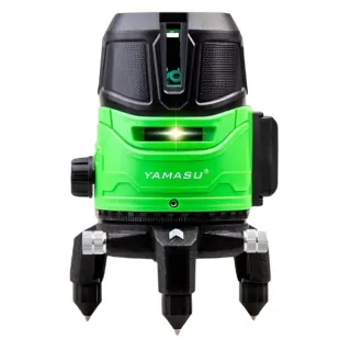 Máy cân bằng laser Yamasu YMS-122 Trang bị 4 tia đứng, 1 tia ngang và 1 tia dọi tâm.
