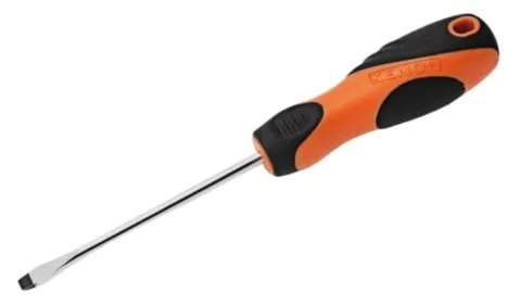 Tua vít dẹp bằng thép Cr-V tay cầm bọc cao su 8*1.6*200mm Kendo-20117