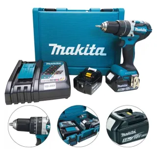 Máy khoan pin cầm tay Makita DHP484RTE Công suất khoan và vặn vít mạnh mẽ. Có khả năng điều chỉnh tốc độ và lực siết