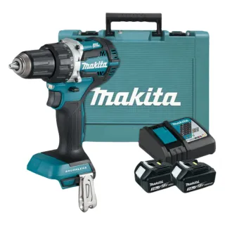 Máy khoan pin cầm tay Makita DDF484RFE Tích hợp 2 pin dung lượng cao 3.0AH và bộ sạc nhanh giúp sạc đầy nhanh chóng và sử dụng lâu dài