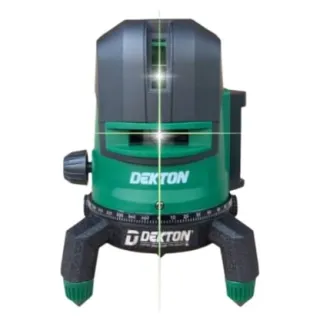 Máy cân bằng laser Dekton DK-LS0502 Gồm 1 tia ngang, 1 tia dọi tâm và 4 tia đứng, có thể chiếu sáng liên tục trong 10