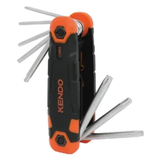 Bộ lục giác bằng thép Cr-V kiểu gấp gọn (1 bộ = 8 cái) Kendo-20717