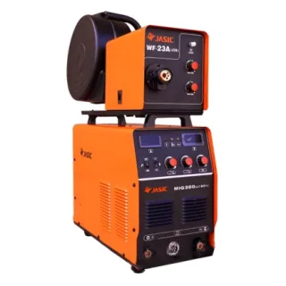Máy hàn mig Jasic MIG 350 J1601 Có chế độ tự động bù áp khi điện áp vào biến đổi, tự ngắt khi quá dòng, quá nhiệt.