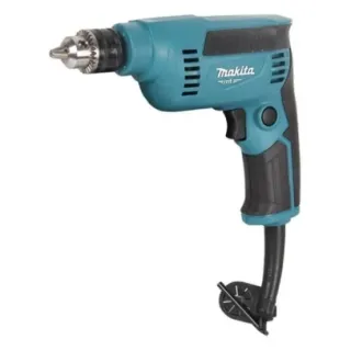 Máy khoan điện Makita M6000B Công suất máy 450W. Tốc độ không tải tối đa 300 vòng/phút, thích hợp khoan nhựa, gỗ, nhôm mềm...