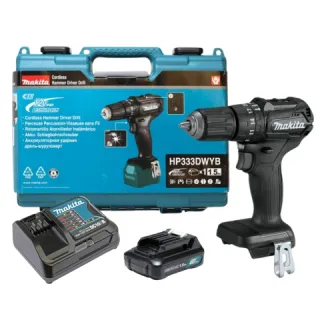 Máy khoan pin cầm tay Makita HP333DWYB công suất đầu ra tối đa 170W, động cơ mạnh mẽ 2 cấp tốc