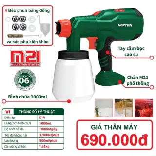 Máy phun sơn Dekton M21-MPS1000 trang bị bình chứa dung tích 1000ml